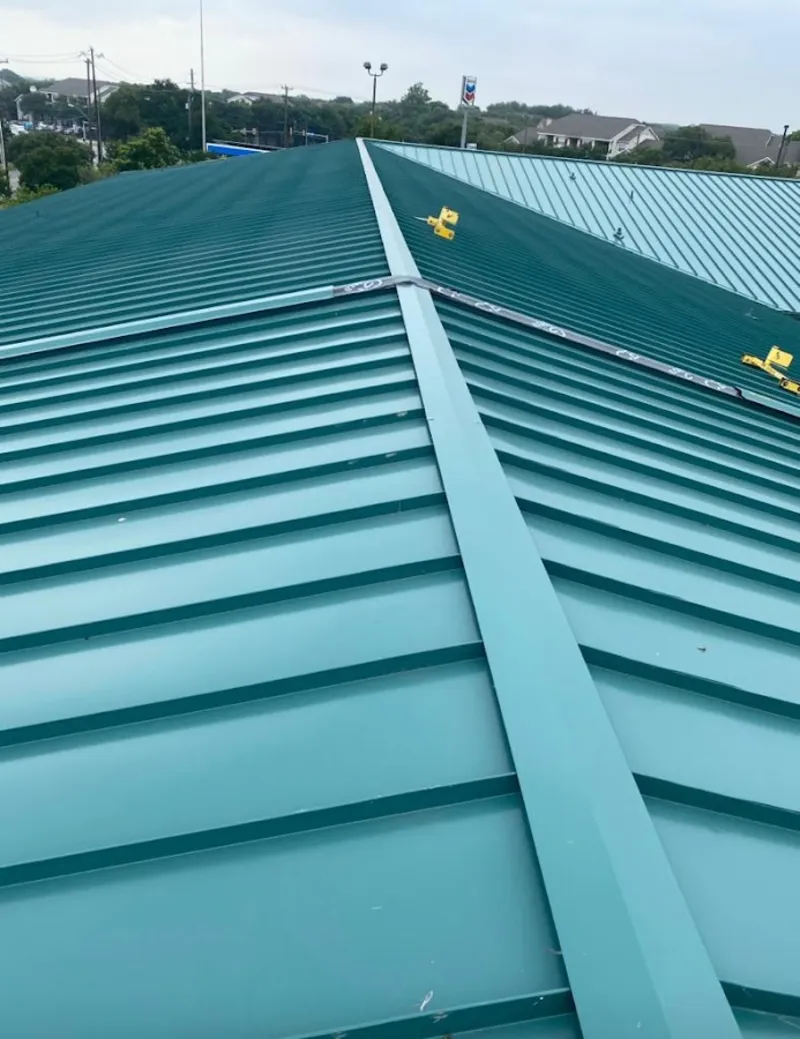 Green commercial metal roof ridge and valley for Metal Roof Repair in Uniontown
